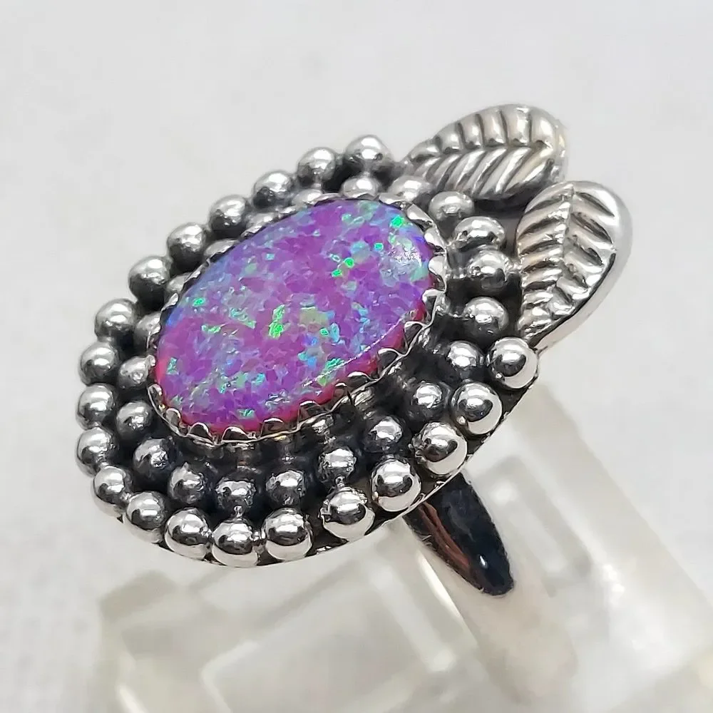 Ring opal 925 Sterling‎ silver  size 7.25